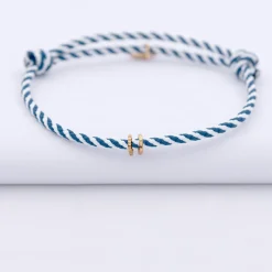 Bracelet homme personnalisé cordon marin tressé collection Chapitre plaqué or - à composer