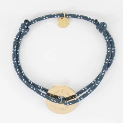 Bracelet homme personnalisé cordage marin simple médaille gravée plaqué or cible 20 mm