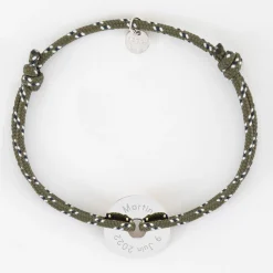 Bracelet homme personnalisé cordage marin simple médaille gravée argent cible 20 mm