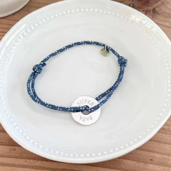 Bracelet homme personnalisé cordage marin simple médaille gravée argent cible 20 mm
