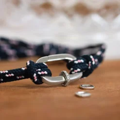 Bracelet homme personnalisé cordage marin double collection Chapitre mousqueton 11x19 mm argent - à composer