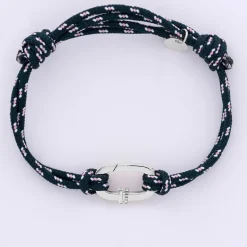 Bracelet homme personnalisé cordage marin double collection Chapitre mousqueton 11x19 mm argent - à composer