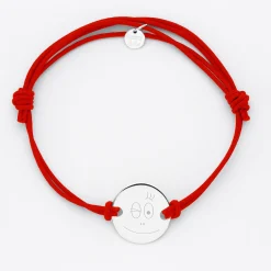 Bracelet homme personnalisé cordon doublé médaille gravée argent 2 trous 20 mm - HappyBulle x Barbapapa