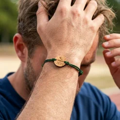 Bracelet homme personnalisé médaille gravée bois ronde 21 mm - Edition spéciale "Finisher"