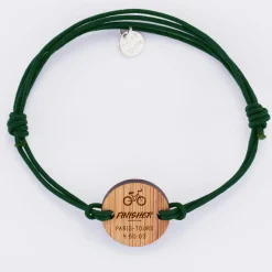 Bracelet homme personnalisé médaille gravée bois ronde 21 mm - Edition spéciale