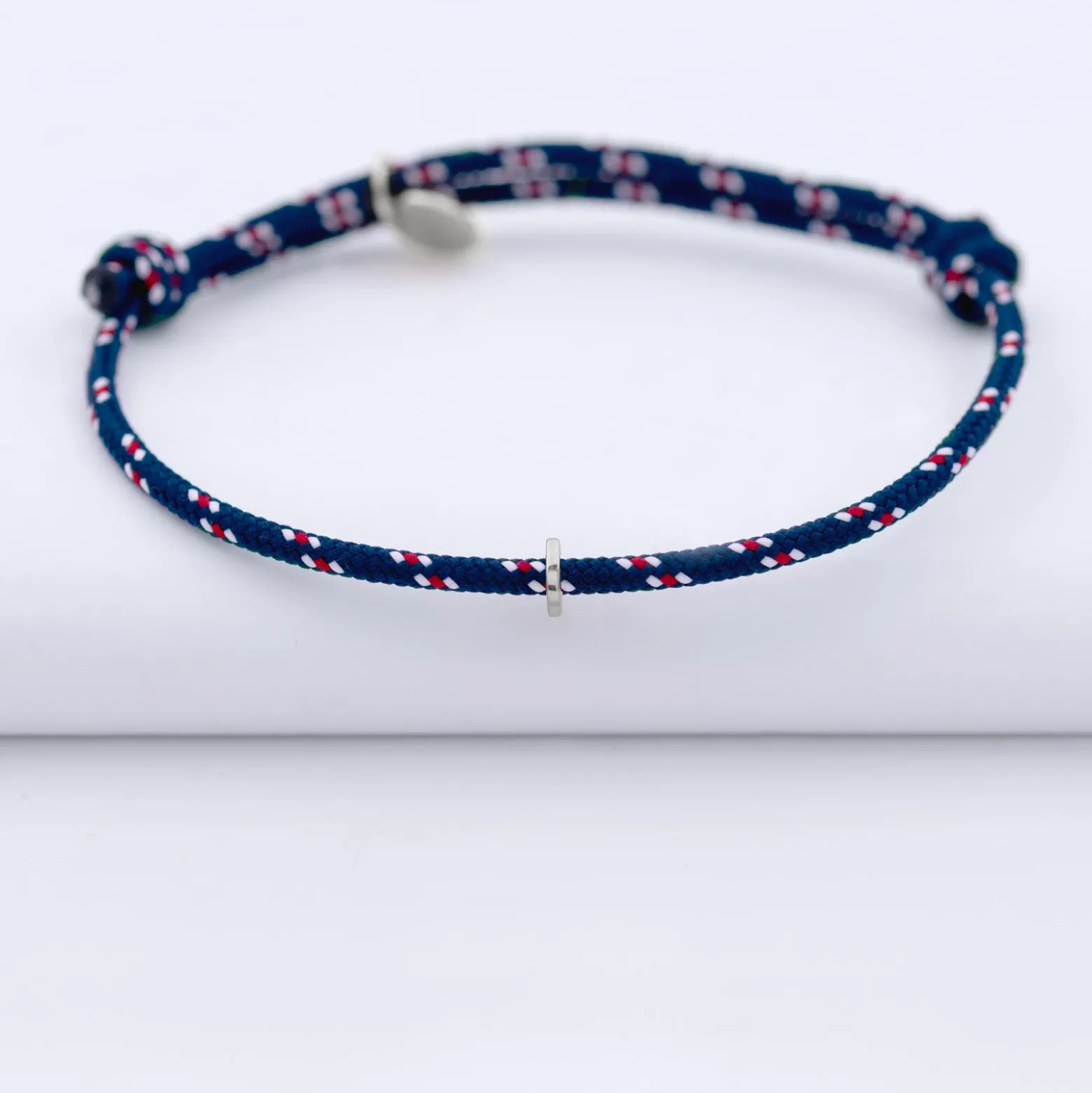 Bracelet homme personnalisé cordage marin collection Chapitre argent - à composer