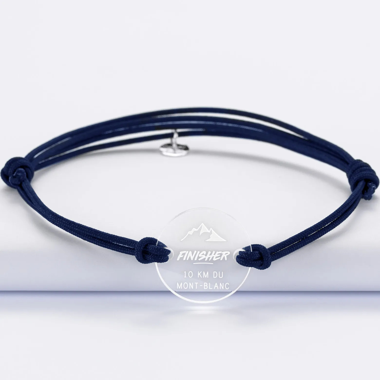 Bracelet homme personnalisé médaille gravée acrylique ronde 21 mm - Edition spéciale "Finisher"