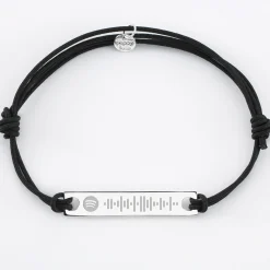 Bracelet homme personnalisé Spotify cordon doublé médaille gravée argent plaque 42x8 mm