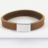 Bracelet homme personnalisé cuir fermoir gravé acier 15x15 mm