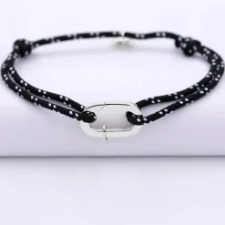 Bracelet homme personnalisé cordage marin collection Chapitre mousqueton 11x19 mm argent - à composer