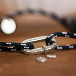 Bracelet homme personnalisé cordage marin collection Chapitre mousqueton 11x19 mm argent - à composer