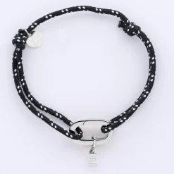 Bracelet homme personnalisé cordage marin collection Chapitre mousqueton 11x19 mm argent - à composer