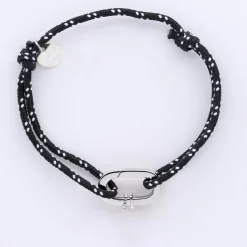 Bracelet homme personnalisé cordage marin collection Chapitre mousqueton 11x19 mm argent - à composer