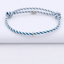 Bracelet homme personnalisé cordon marin tressé collection Chapitre argent - à composer