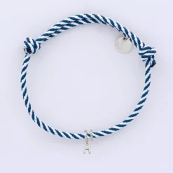 Bracelet homme personnalisé cordon marin tressé collection Chapitre argent - à composer