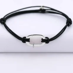 Bracelet homme personnalisé cordon double collection Chapitre mousqueton 11x19 mm argent - à composer