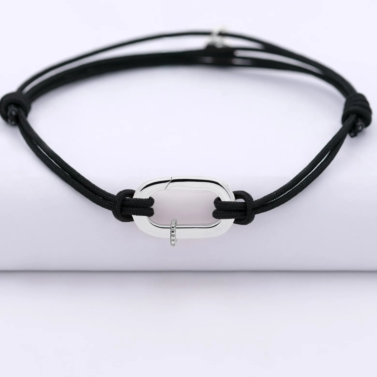 Bracelet homme personnalisé cordon double collection Chapitre mousqueton 11x19 mm argent - à composer