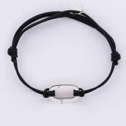 Bracelet homme personnalisé cordon double collection Chapitre mousqueton 11x19 mm argent - à composer
