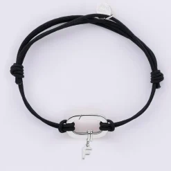 Bracelet homme personnalisé cordon double collection Chapitre mousqueton 11x19 mm argent - à composer