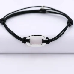 Bracelet homme personnalisé cordon double collection Chapitre mousqueton 11x19 mm argent - à composer