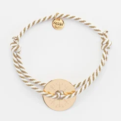 Bracelet homme personnalisé cordon marin tressé médaille gravée plaqué or cible 20 mm