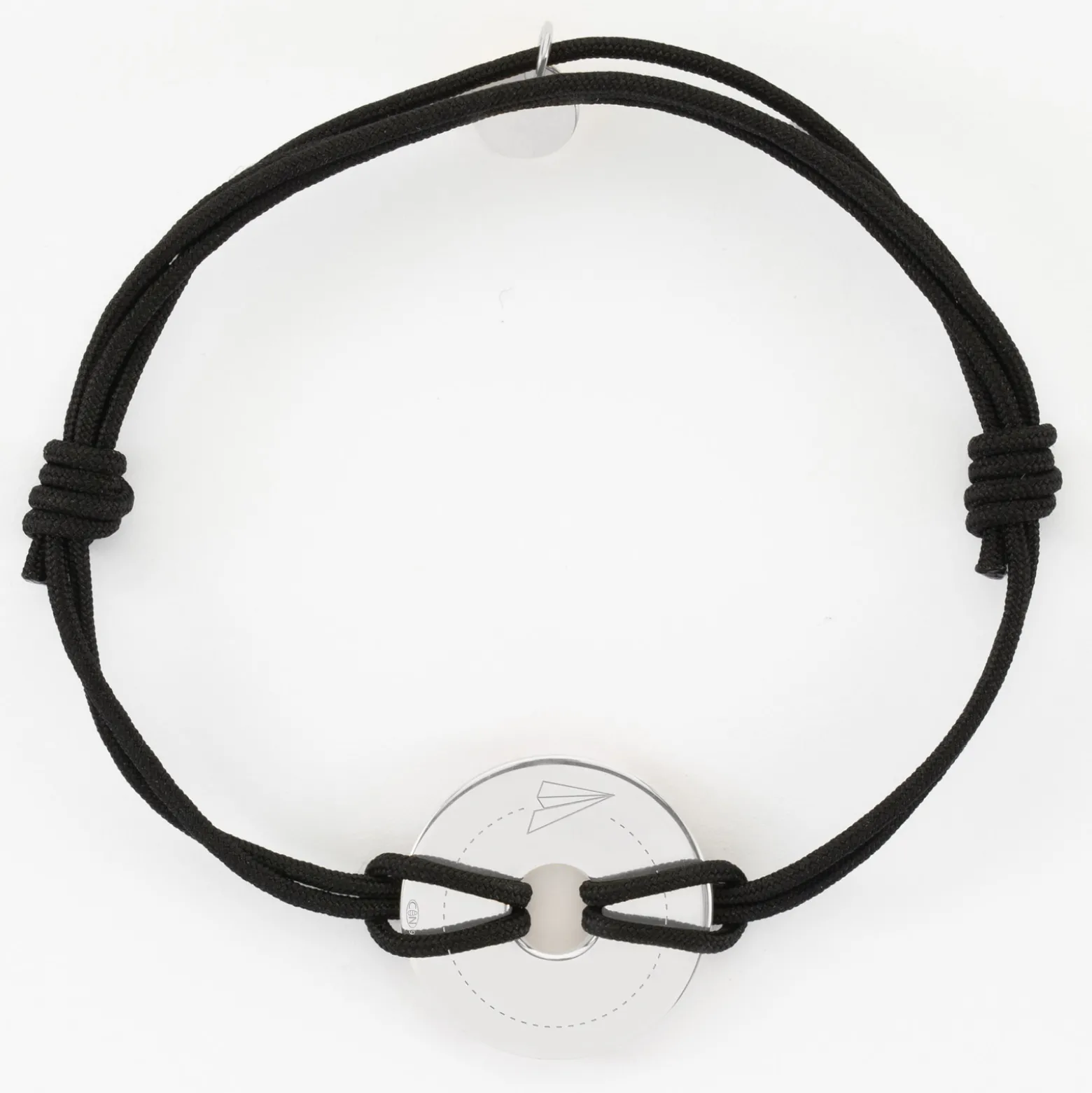 Bracelet homme personnalisé cordon double médaille gravée argent cible soleil 20 mm