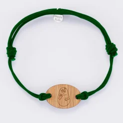 Bracelet homme personnalisé cordon double médaille gravée bois ovale 2 trous 25x17 mm - HappyBulle x Barbapapa