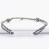 Bracelet homme personnalisé cordon marin tressé médaille gravée argent plaque 42x8 mm