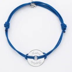 Bracelet homme personnalisé cordon double médaille gravée argent cible 20 mm