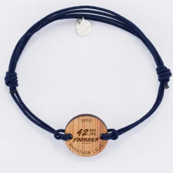 Bracelet homme personnalisé médaille gravée bois ronde 21 mm - Edition spéciale