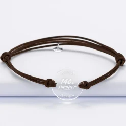 Bracelet homme personnalisé médaille gravée acrylique ronde 21 mm - Edition spéciale "Finisher running et triathlon"