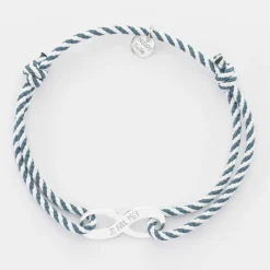 Bracelet infini homme personnalisé cordon marin tressé médaille gravée argent 25x10mm