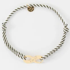 Bracelet infini homme personnalisé cordon marin tressé médaille gravée plaqué or 25x10mm