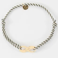 Bracelet infini homme personnalisé cordon marin tressé médaille gravée plaqué or 25x10mm