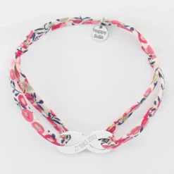 Bracelet infini Liberty médaille gravée argent 25x10mm