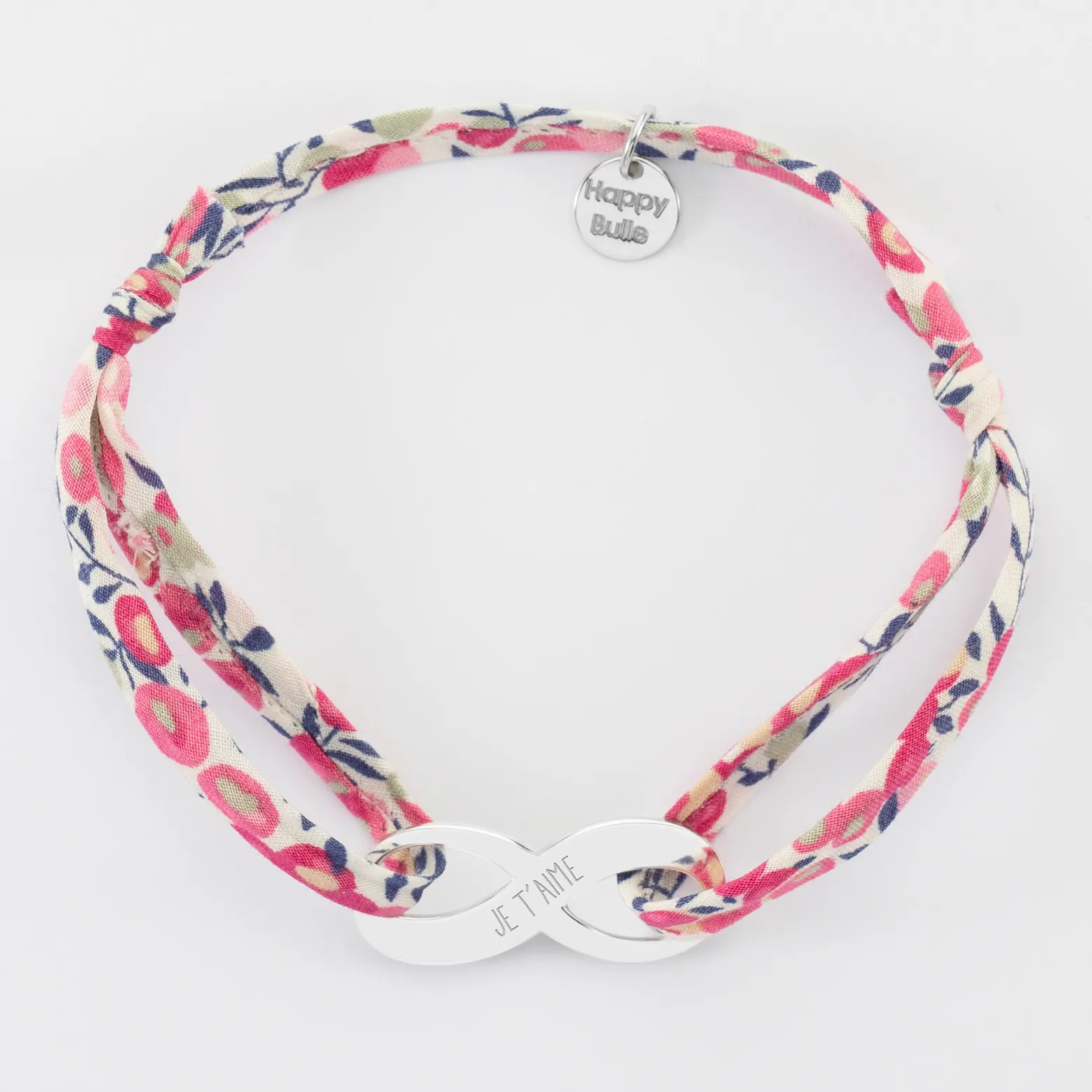 Bracelet infini Liberty médaille gravée argent 25x10mm