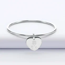 Bracelet jonc personnalisé médaille gravée acier coeur 20x18 mm - HappyBulle x Barbapapa