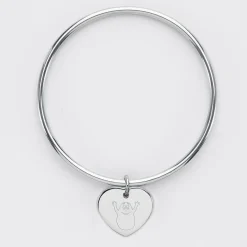 Bracelet jonc personnalisé médaille gravée acier coeur 20x18 mm - HappyBulle x Barbapapa