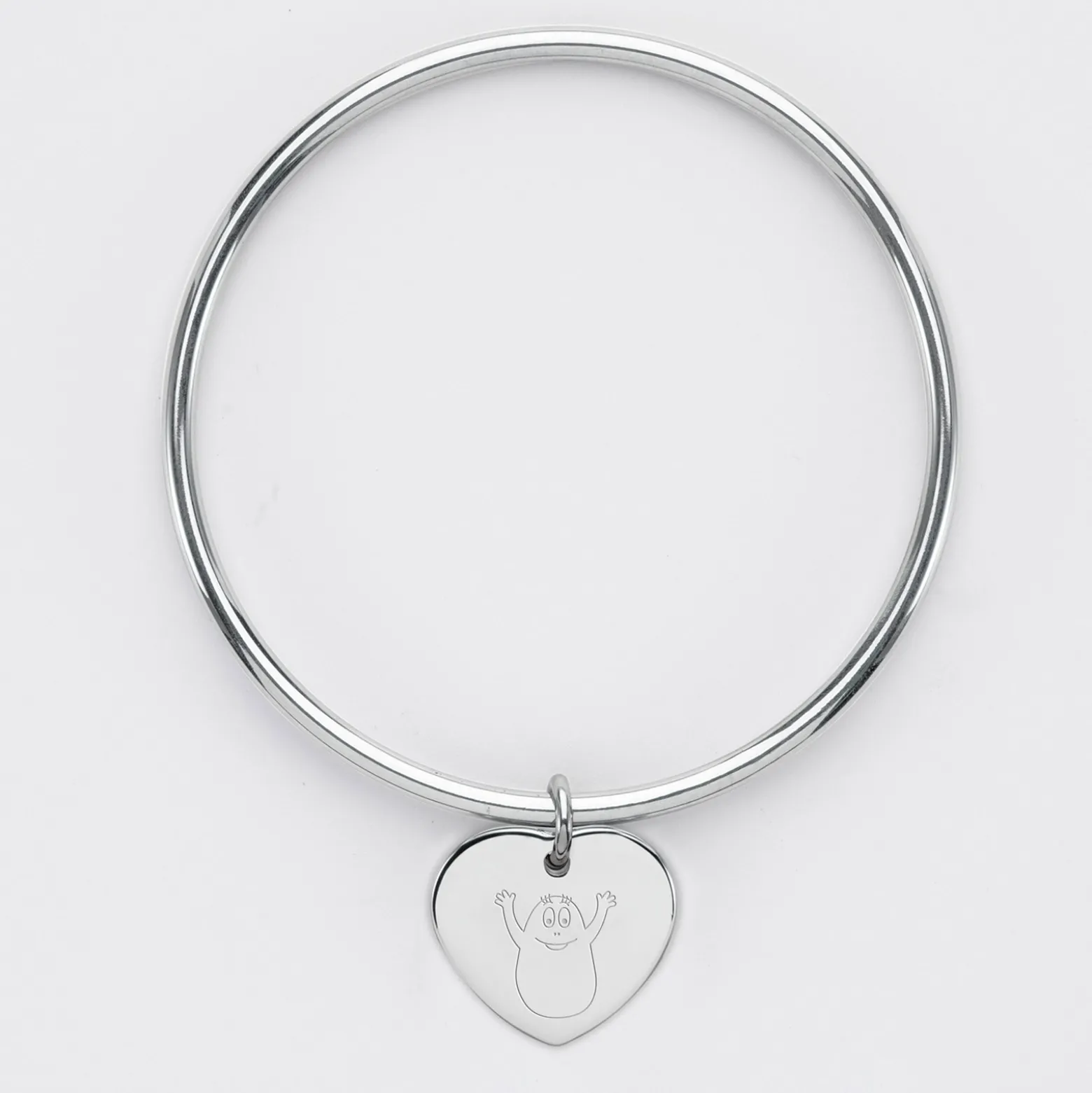 Bracelet jonc personnalisé médaille gravée acier coeur 20x18 mm - HappyBulle x Barbapapa