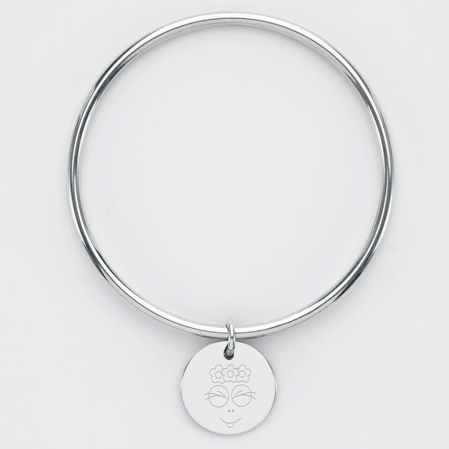 Bracelet jonc personnalisé médaille gravée acier 20 mm - HappyBulle x Barbapapa