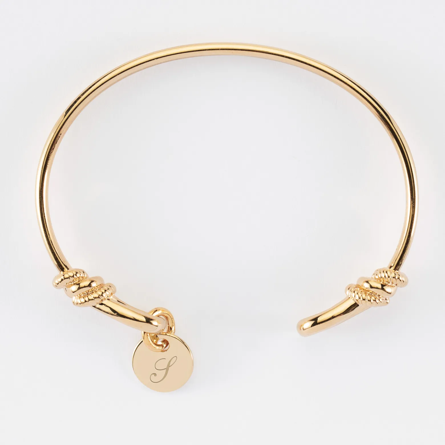 Bracelet jonc personnalisé "Le lien" médaille gravée plaqué or 10 mm - HappyBulle x Lilylovesfashion