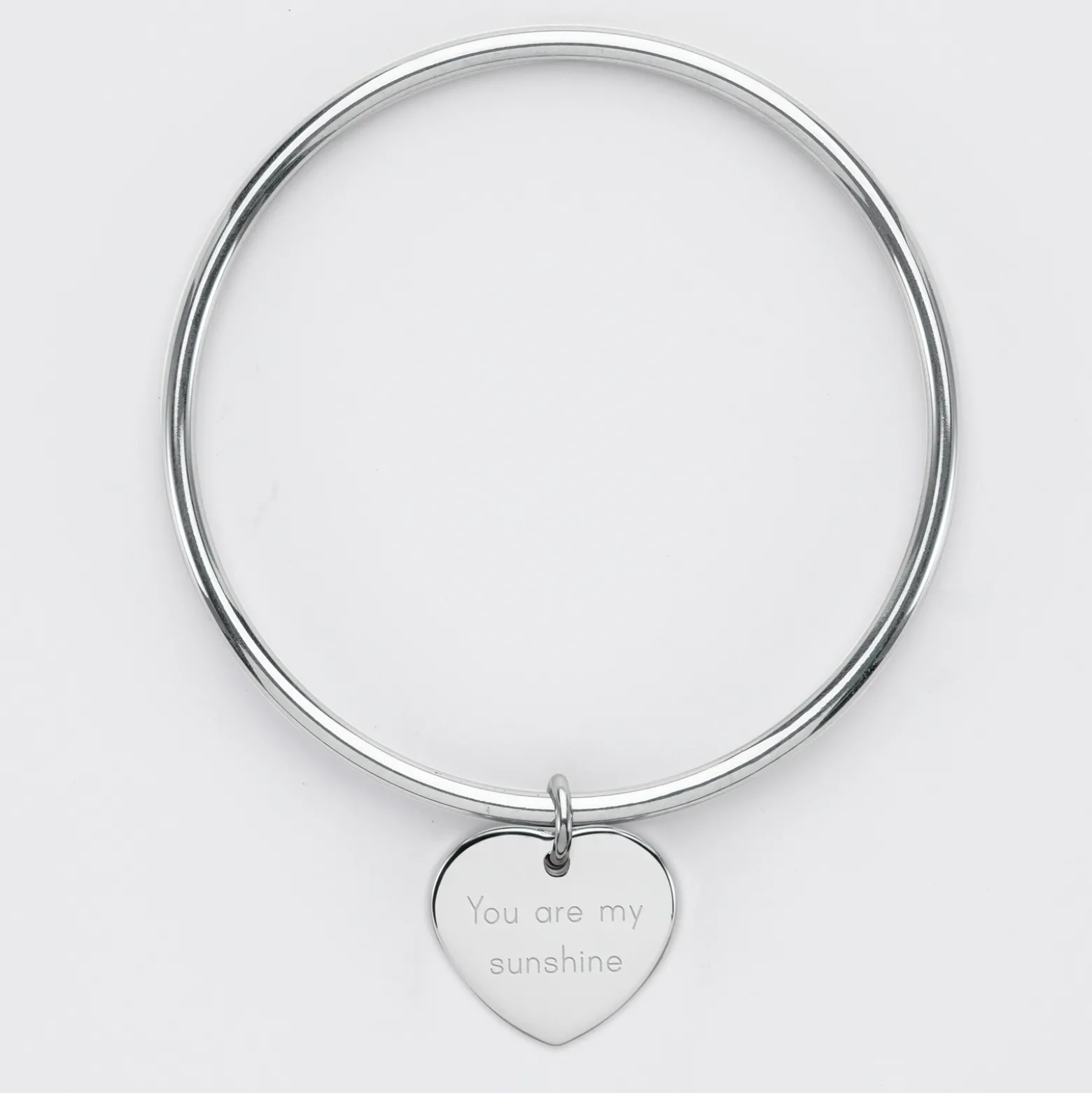 Bracelet jonc personnalisé médaille gravée acier coeur 20x18 mm