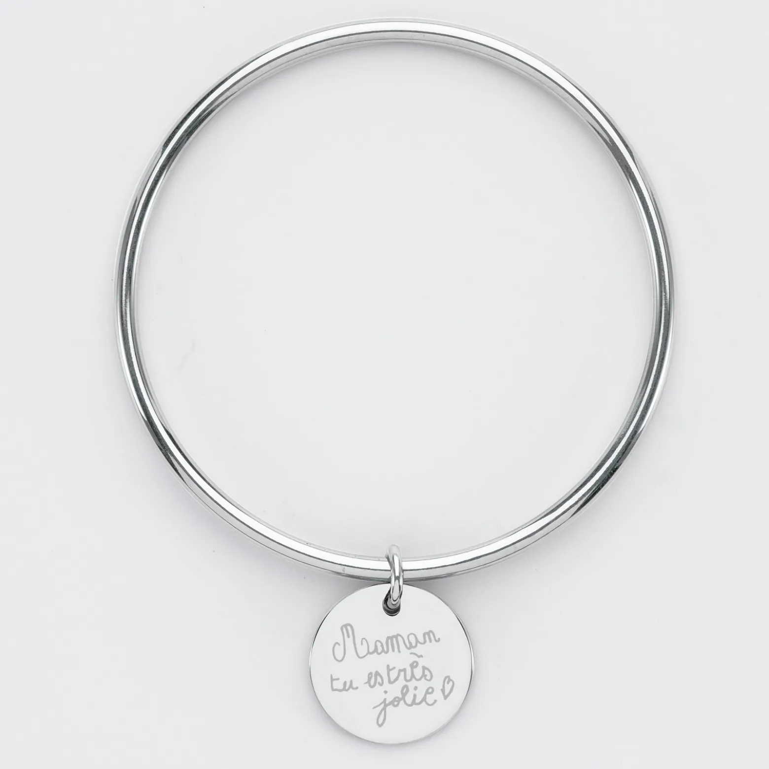 Bracelet jonc personnalisé médaille gravée acier 20 mm