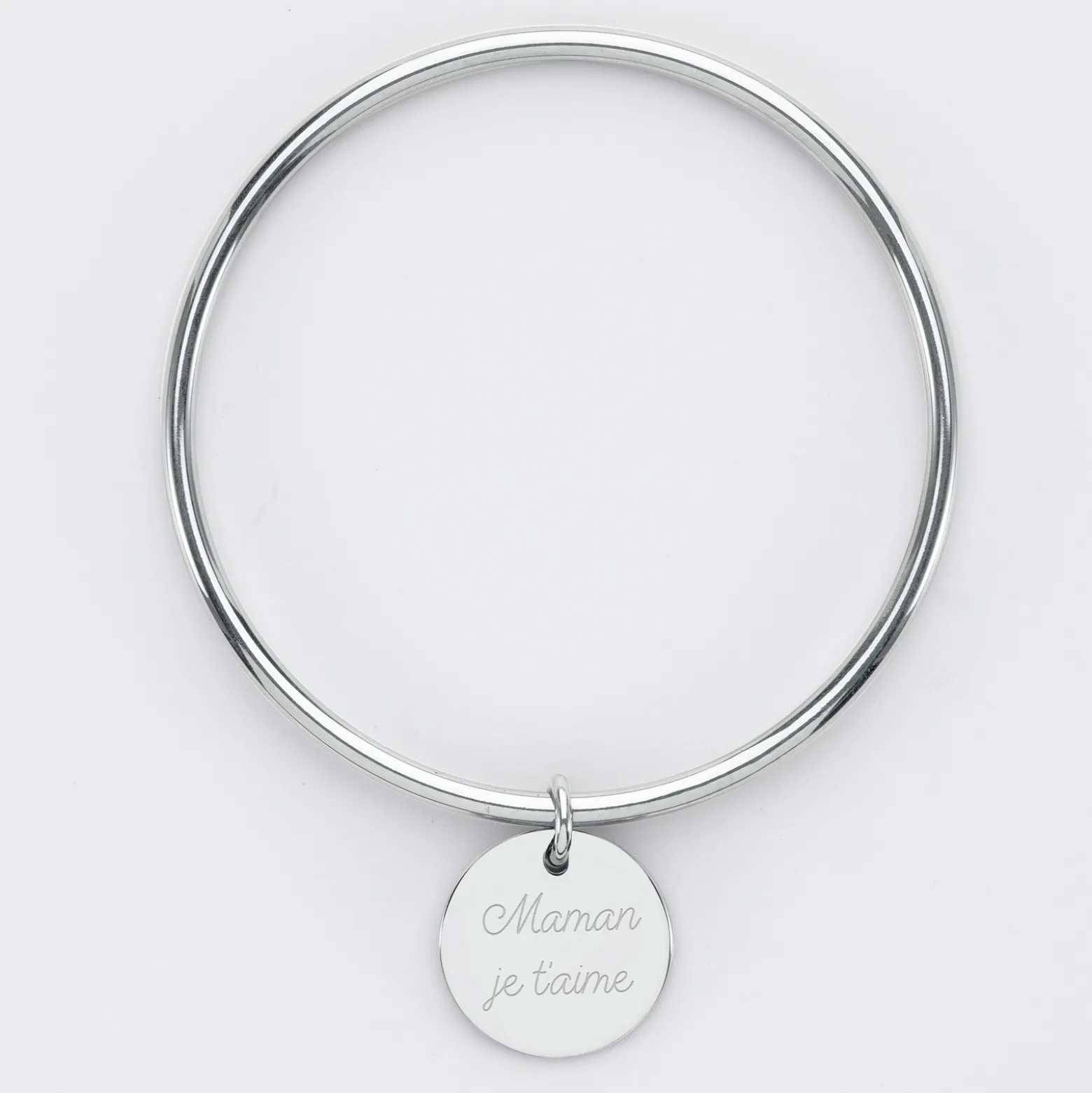 Bracelet jonc personnalisé médaille gravée acier 20 mm