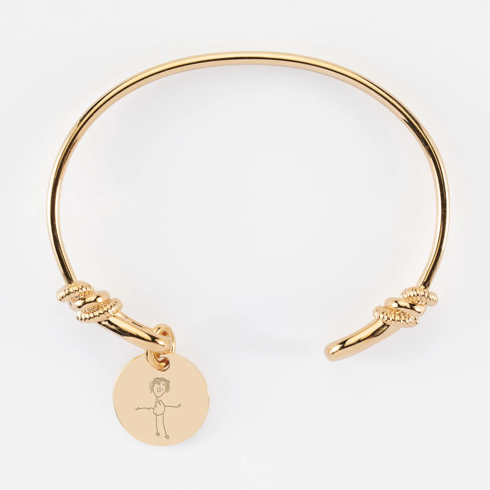 Bracelet jonc personnalisé "Le lien" médaille gravée plaqué or 15 mm - HappyBulle x Lilylovesfashion