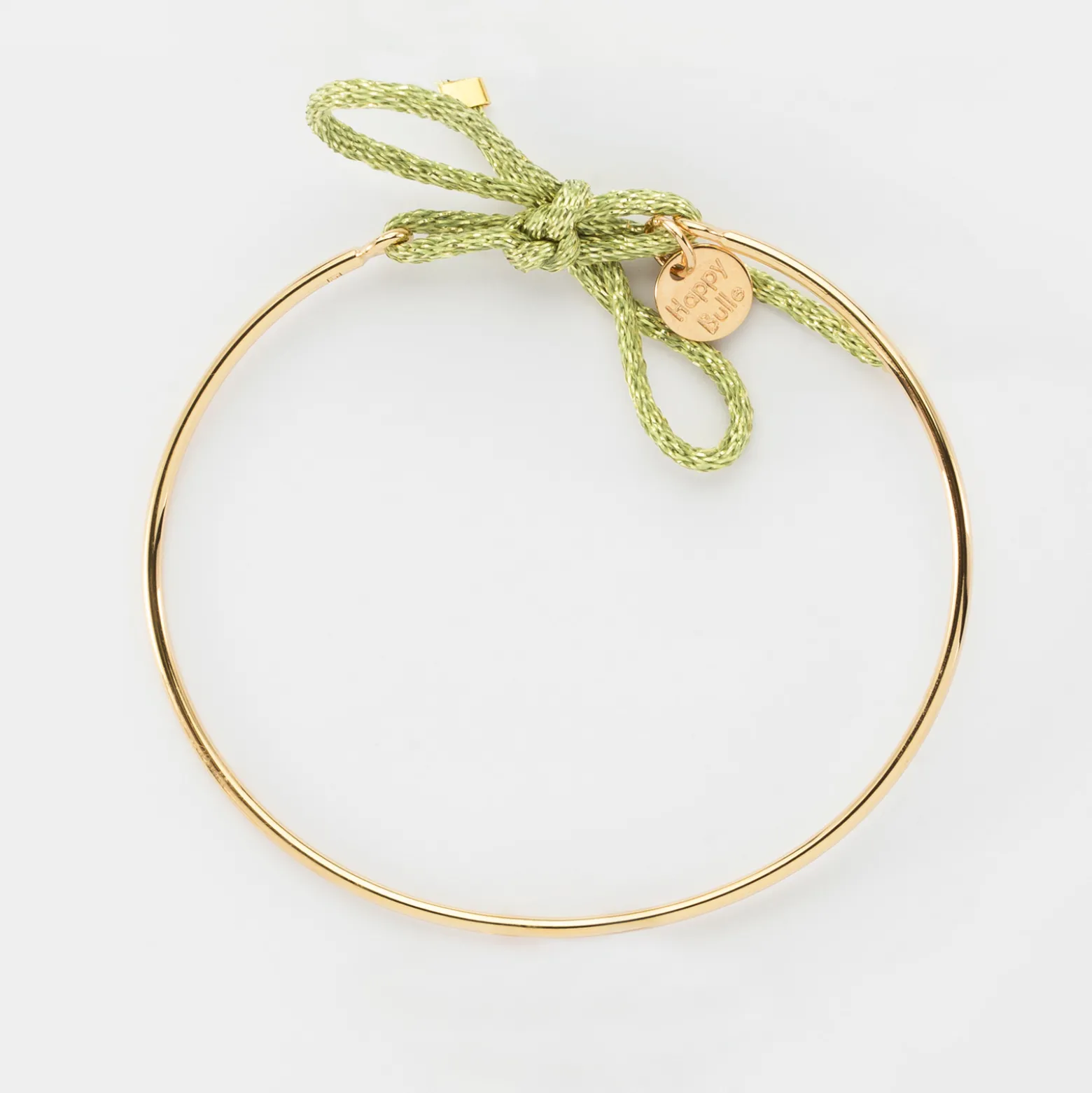 Bracelet jonc plaqué or et cordon pailleté