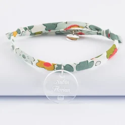 Bracelet Liberty personnalisé médaille gravée acrylique dormeuse ronde 20 mm
