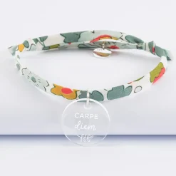 Bracelet Liberty personnalisé médaille gravée acrylique dormeuse ronde 20 mm