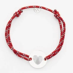 Bracelet Marié personnalisé cordage marin simple médaille gravée argent 2 trous 20 mm