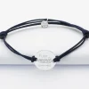 Bracelet Marié personnalisé cordon doublé médaille gravée argent 2 trous 20 mm